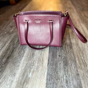 Maroon Kate Spade Inside Zipper Leather Tote